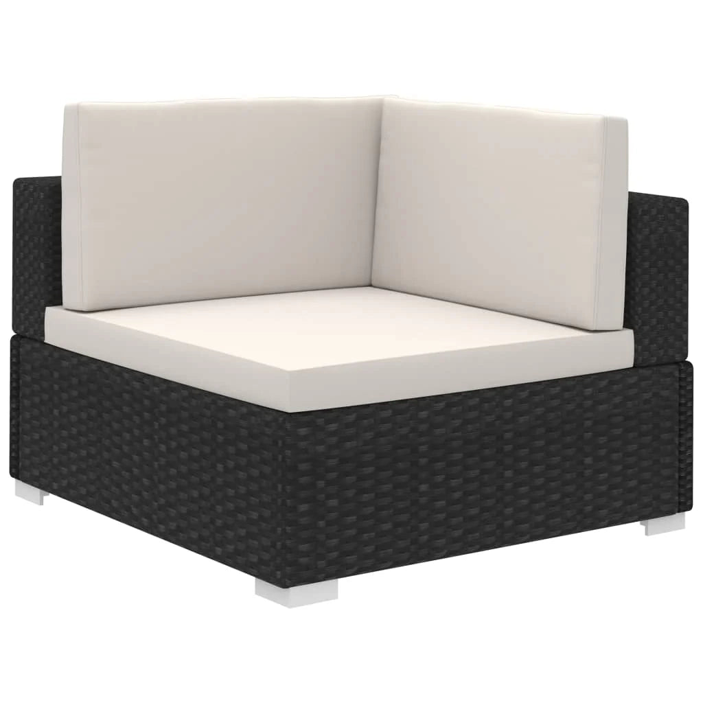 Set di mobili da giardino mobili da esterno 12 pezzi con cuscini resina intrecciata nera 02_0015661