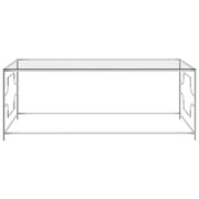 Tavolino da Caffè Argento 120x60x45 cm in Acciaio Inox e Vetro 289029