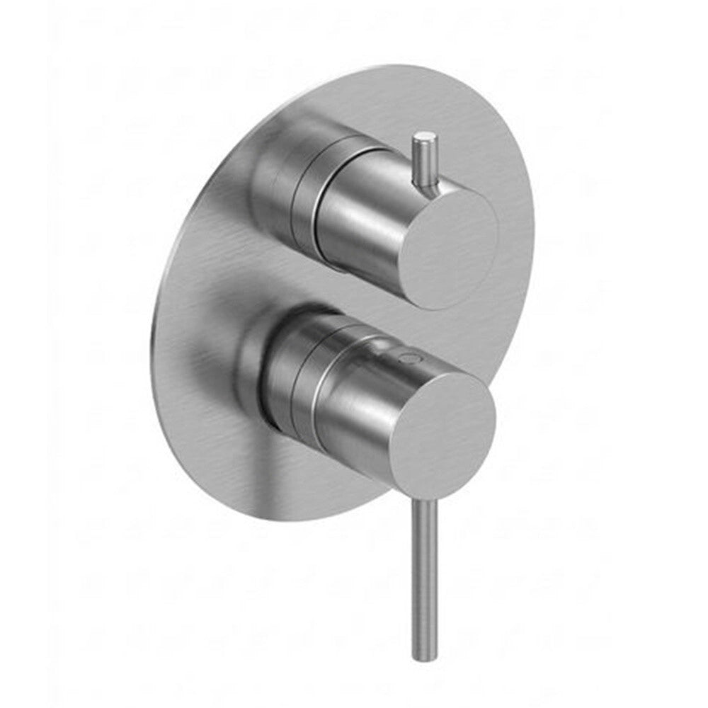 Miscelatore doccia ad incasso con deviatore spazzolato grigio in ottone con leva monocomando slim Alba