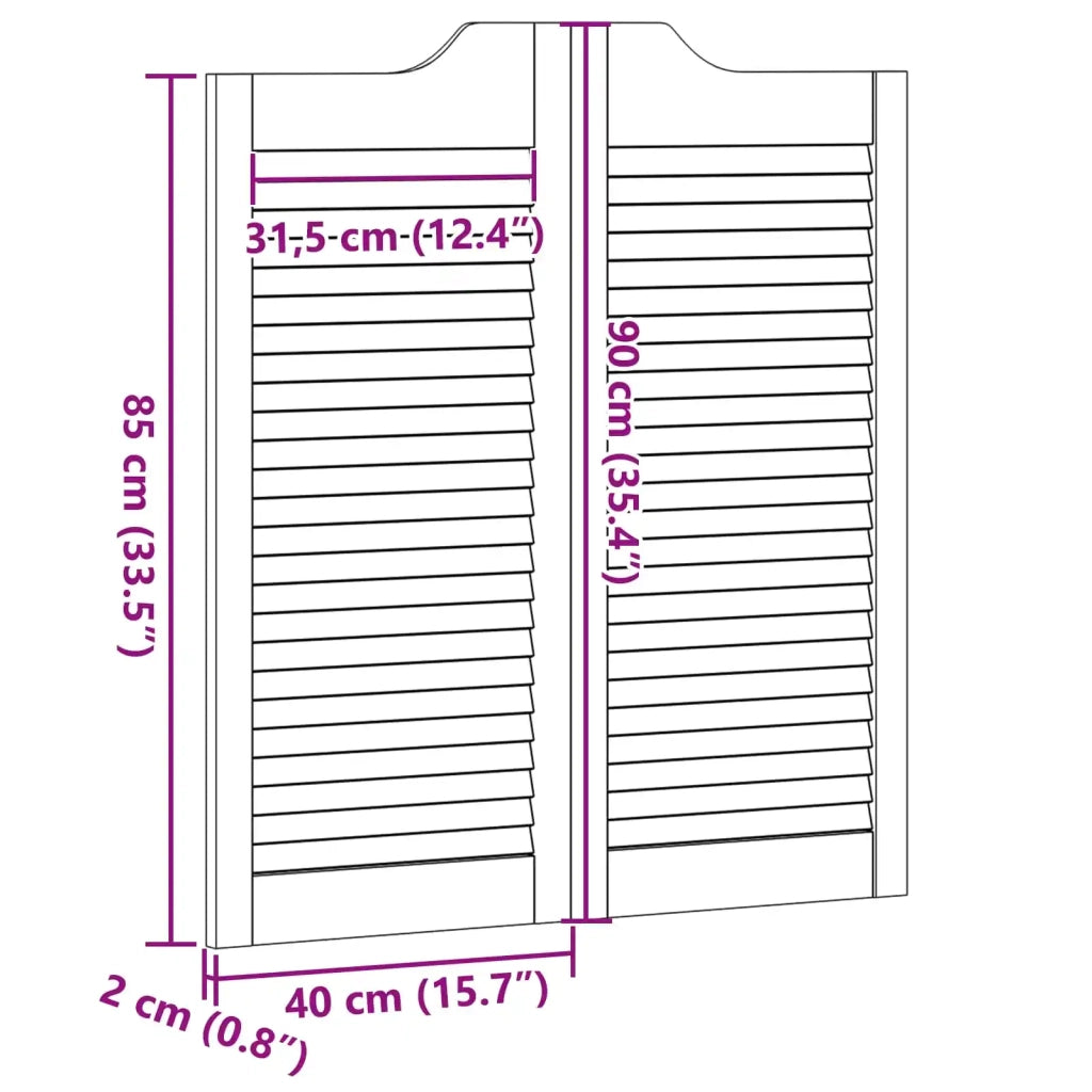 Porte Swing Naturale 90 x 40 cm Legno Massello di Pino