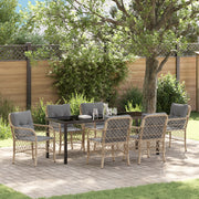 Set di Mobili da Giardino da 7 Pezzi con Cuscini Beige Rattan PE