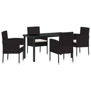 Set da Pranzo per Giardino con cuscino 5 pz | Set Salotto da Giardino Nero polyrattan