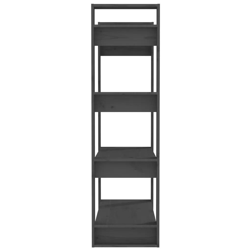 Libreria Divisorio-Scaffale per Libri-Mobile di Stoccaggio Grigio 80x35x125 cm Legno Massello di Pino