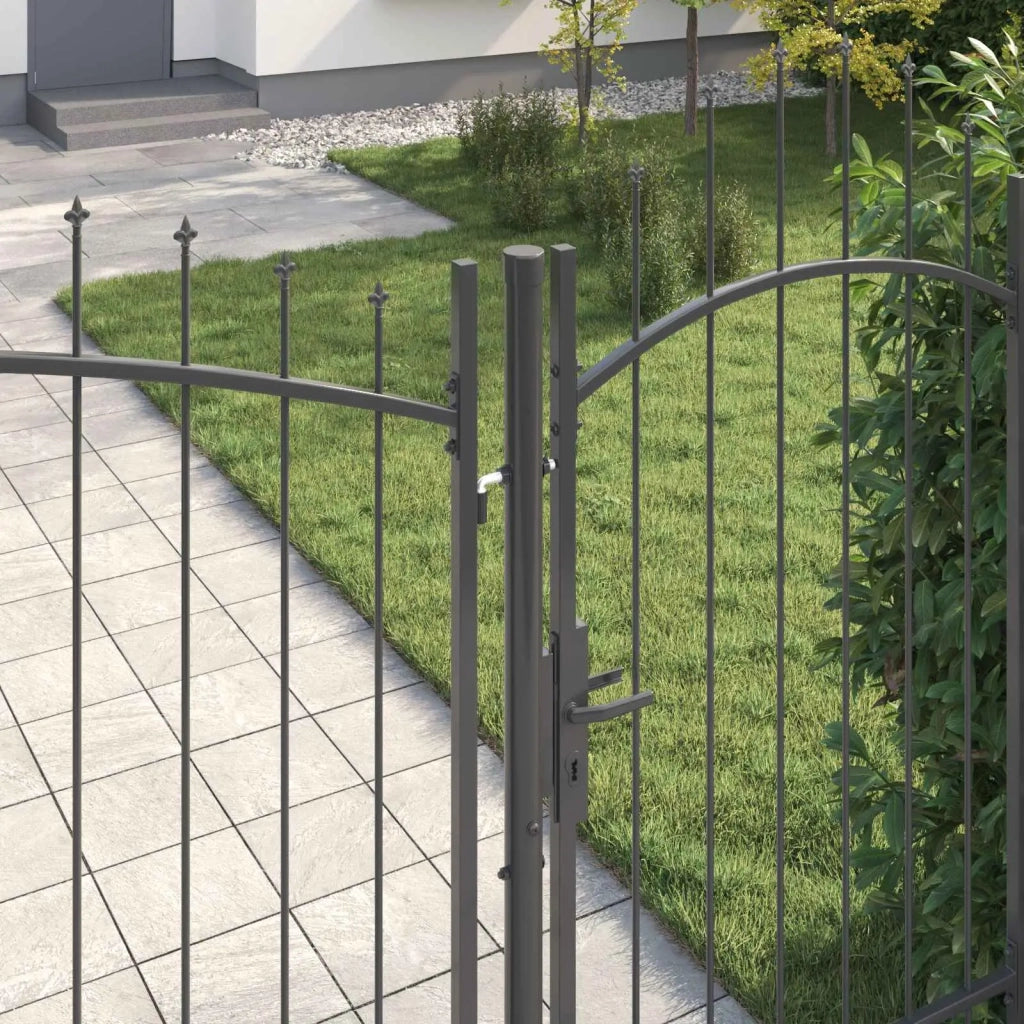 Cancello da giardino con blocco Grigio 195 x 400 cm Acciaio 42008911