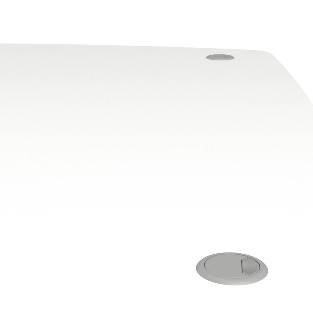 Scrivania Alfango, Scrittoio multiuso, Tavolo per ufficio porta PC, Piano di lavoro, 159x151 h75 cm, Bianco e Grigio