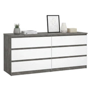 Credenza Abacadabra, Buffet da soggiorno, Madia da salotto, Dispensa da cucina, 154x50 h70 cm, Cemento e Bianco lucido