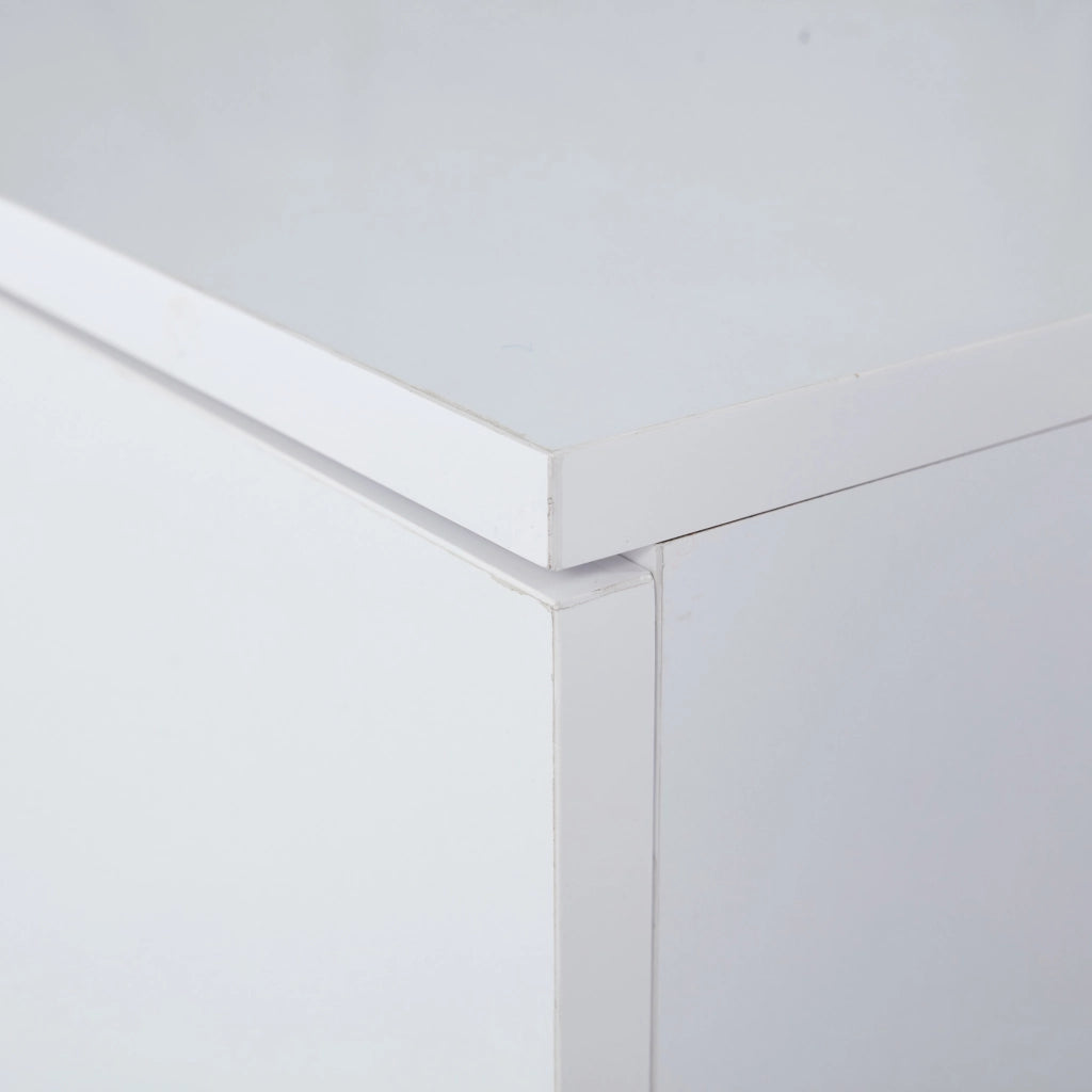 TAVOLINO da caffè LED 100x50x35 cm Bianco lucido in MDF con 2 cassetti