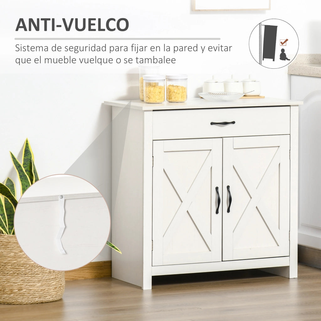 Tavolo da cucina con cassetti ¨C zephmum ¨C 80x39.7x80 cm bianco lavato