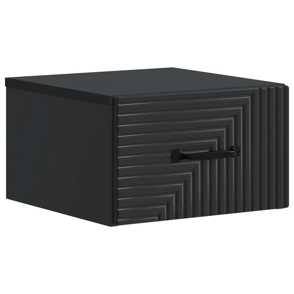 Comodino | Armadio da Notte | Mobiletto da notte a muro con cassetto Nero 34,5 x 33 x 20 cm