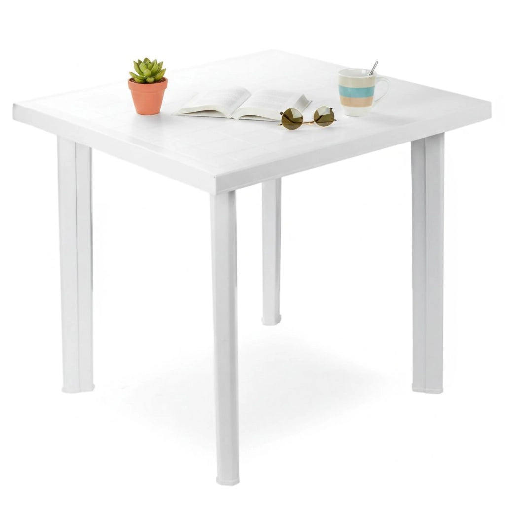 Tessner, Tavolo da Esterno 4 Posti Made in Italy, 80x75x72h cm Bianco