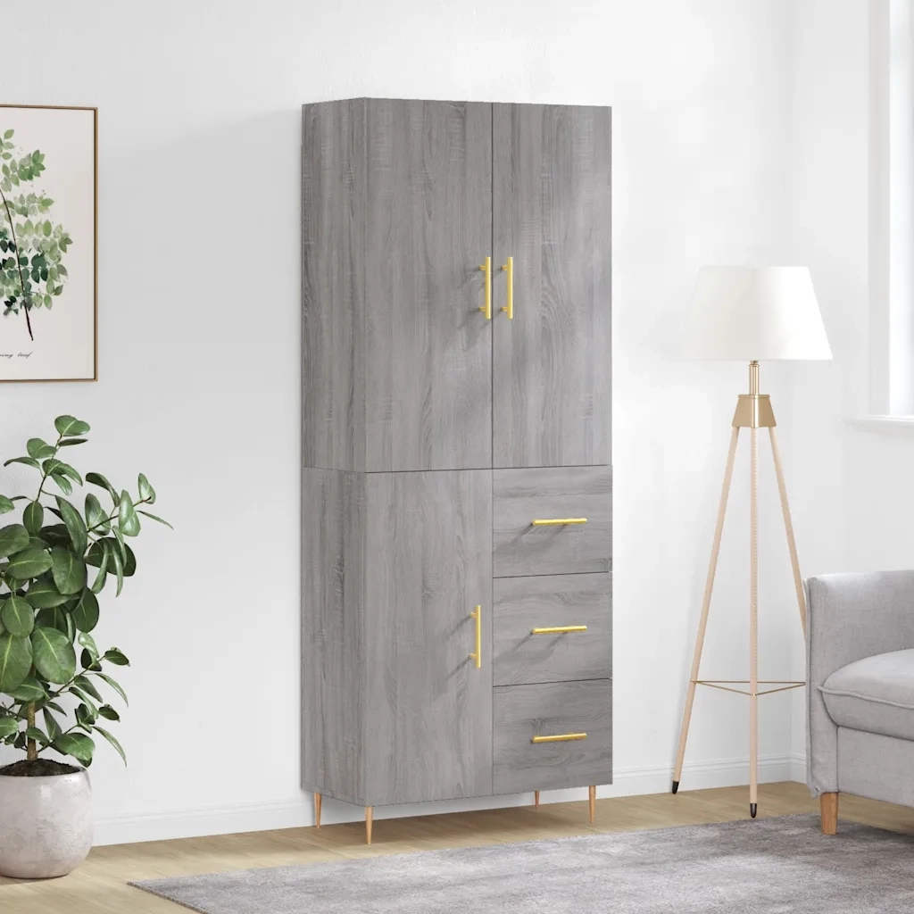 Credenza | Madia | Buffet da pranzo | Armadio da pranzo Grigio Sonoma 69,5x34x180 cm in Legno Multistrato