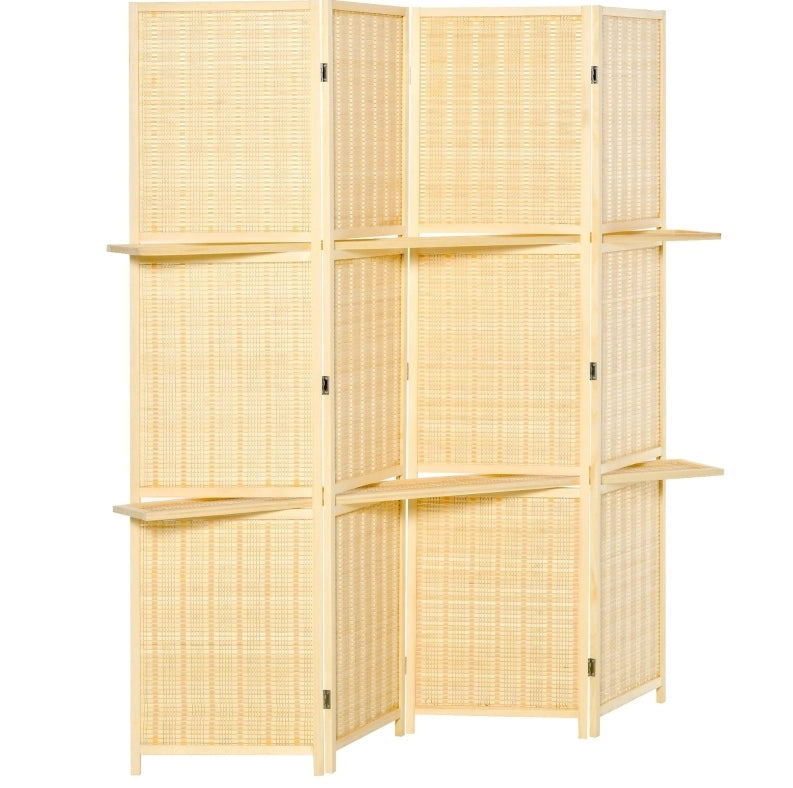 Divisorio pieghevole ULEVR in bamb¨´ naturale, 4 pannelli con 2 ripiani, 180x180 cm