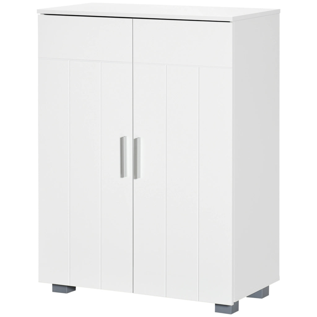Mobile Bagno 2 Ante 2 Ripiani Aggiustabili ¨C zephmum ¨C Bianco 60x30x80 cm