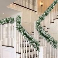 Ghirlanda Natalizia Innevata 270 cm e 180 Punte Super Folta per Camino Ringhiera