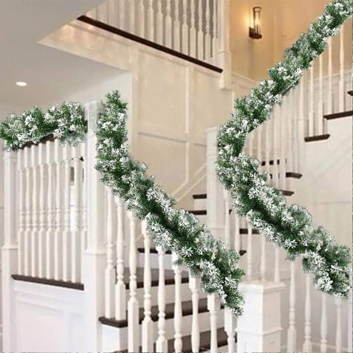 Ghirlanda Natalizia Innevata 270 cm e 180 Punte Super Folta per Camino Ringhiera