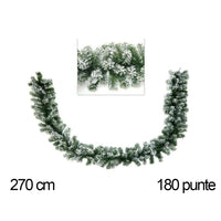 Ghirlanda Natalizia Innevata 270 cm e 180 Punte Super Folta per Camino Ringhiera