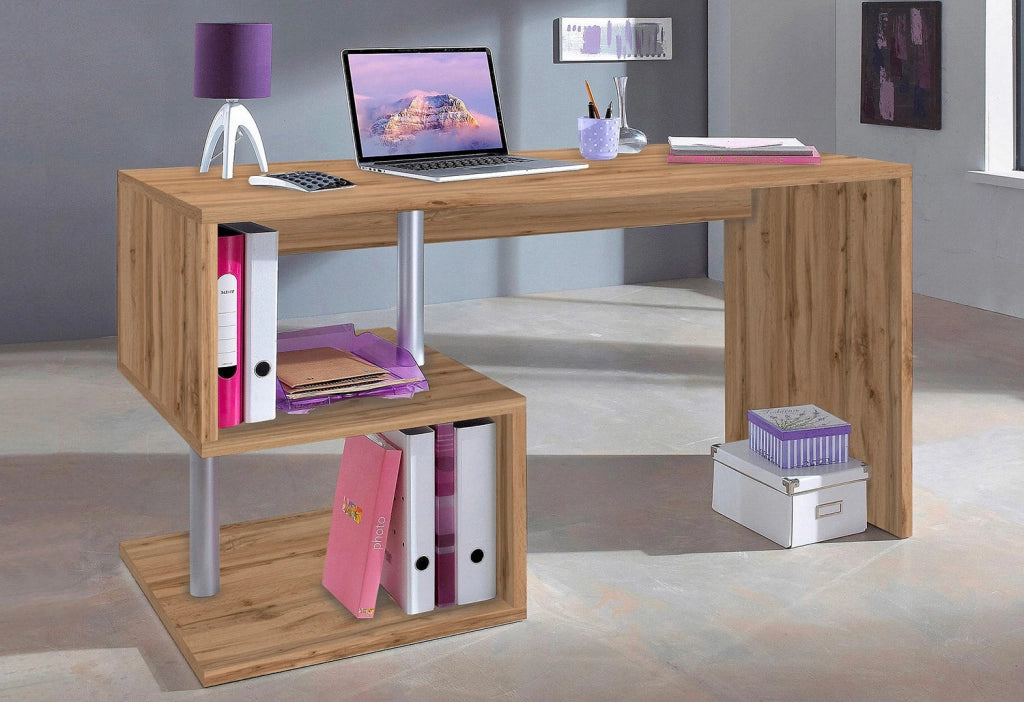 Scrivania con 2 Ripiani 140x60x77,5 cm Esse Quercia Wotan