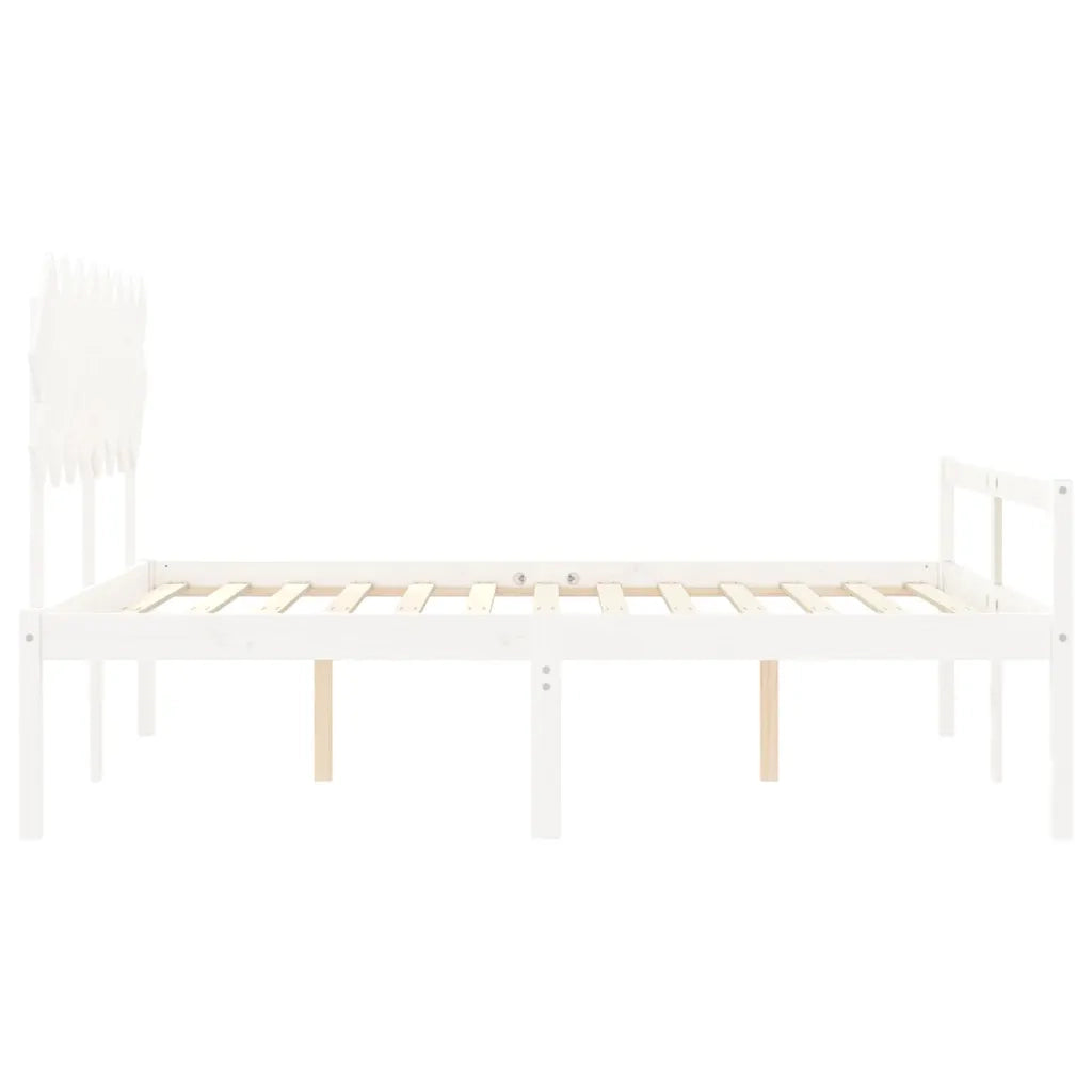 Letto per Anziani con Testiera-Struttura Letto per Anziani Bianco 160x200 cm Legno Massello 758540