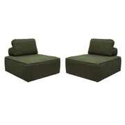 Divano modulare in bouclé, 2 posti, verde kaki