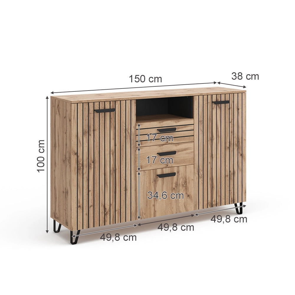 Vicco Cassettiera per camera da letto Marrone 38 x 100 cm