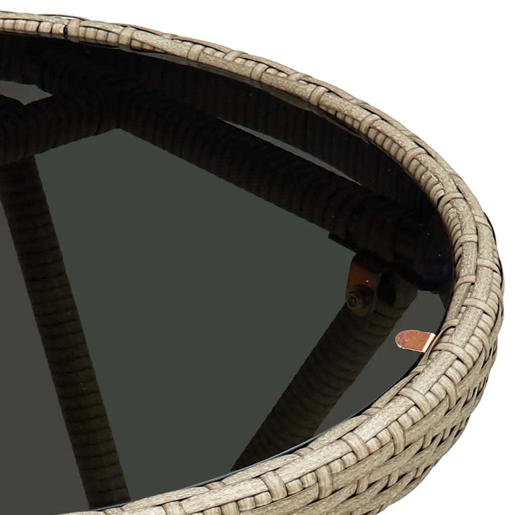 Tavolino-Tavolino da soggiorno-Tavolo Beige 60 cm in Polyrattan e Vetro Temperato