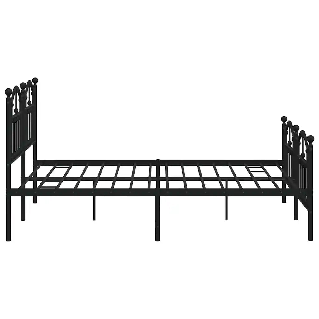 Giroletto con Testiera e Pediera Metallo Nero 183x213 cm 353462