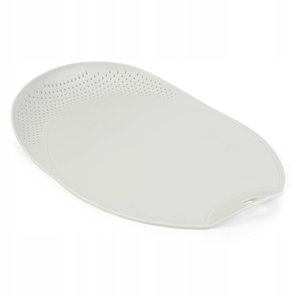 Tagliere da cucina in plastica KADAX con scolapiatti e manico, bianco, 38x25 cm