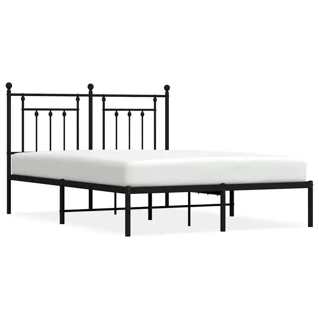 Giroletto con Testiera-Struttura Letto con testiera in Metallo Nero 150x200 cm 382208