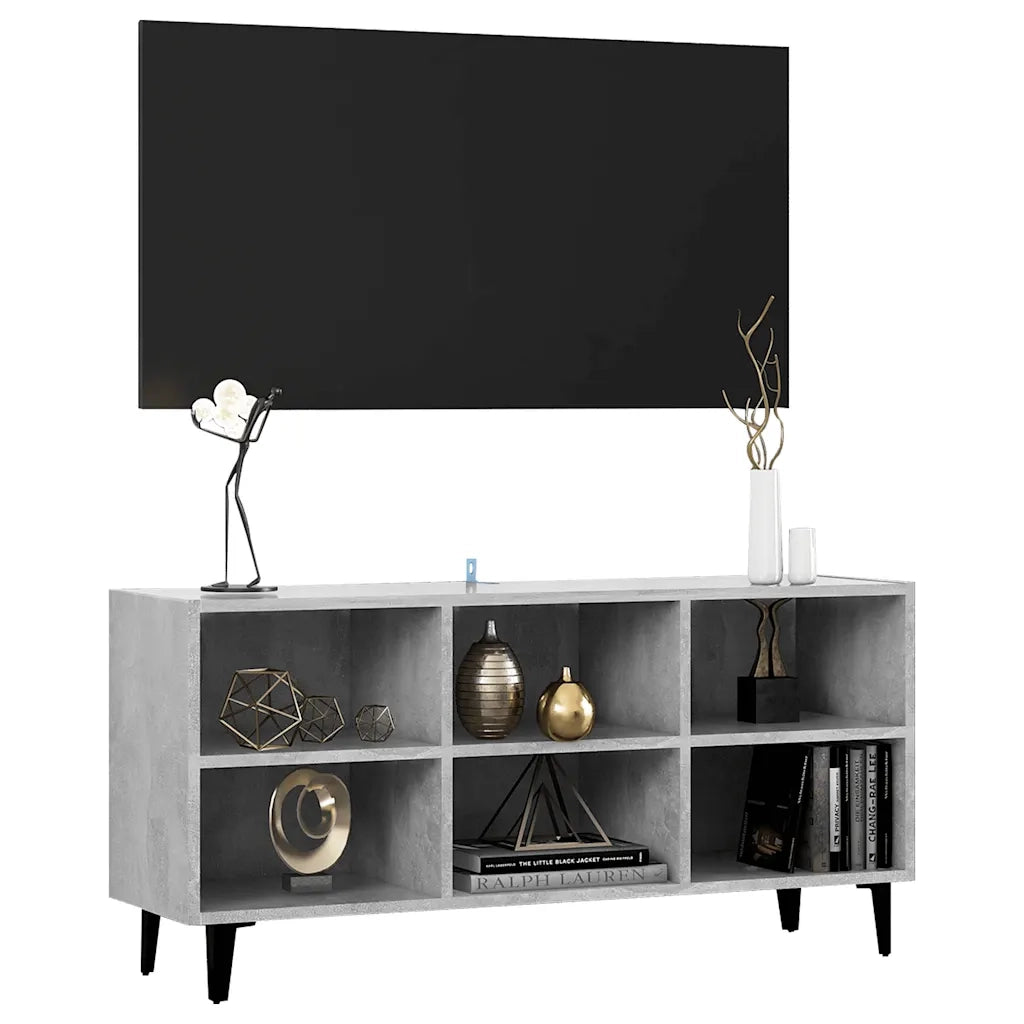Mobile TV con Gambe in Metallo Grigio Cemento 103,5x30x50 cm cod mxl 5585
