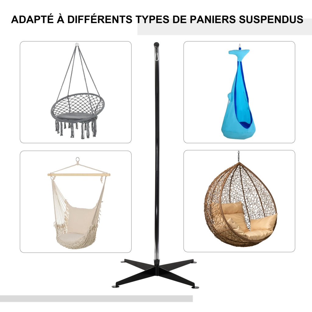 Supporto Sedia Sospesa ¨C zephmum ¨C Base X, Nero, 114x80x208 cm