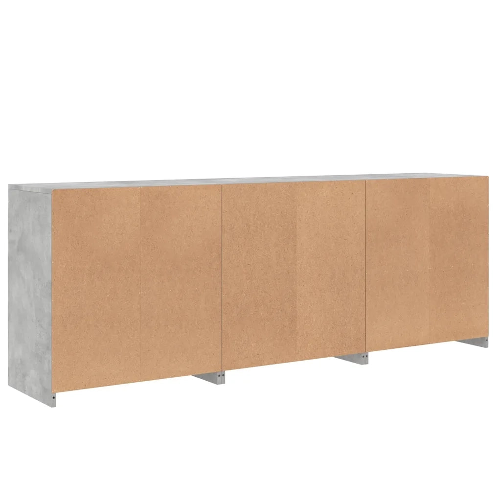 Credenza | Madia | Buffet da pranzo | Armadio da pranzo con Luci LED Grigio Cemento 181,5x37x67 cm