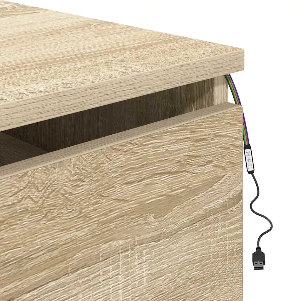 Comodino a Parete con luci LED Rovere Sonoma 836830