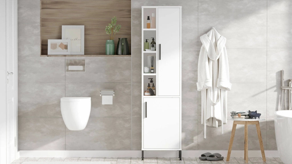 Jongdari, Armadio Multiuso 2 Ante Appendiabiti, 45x174h cm Bianco