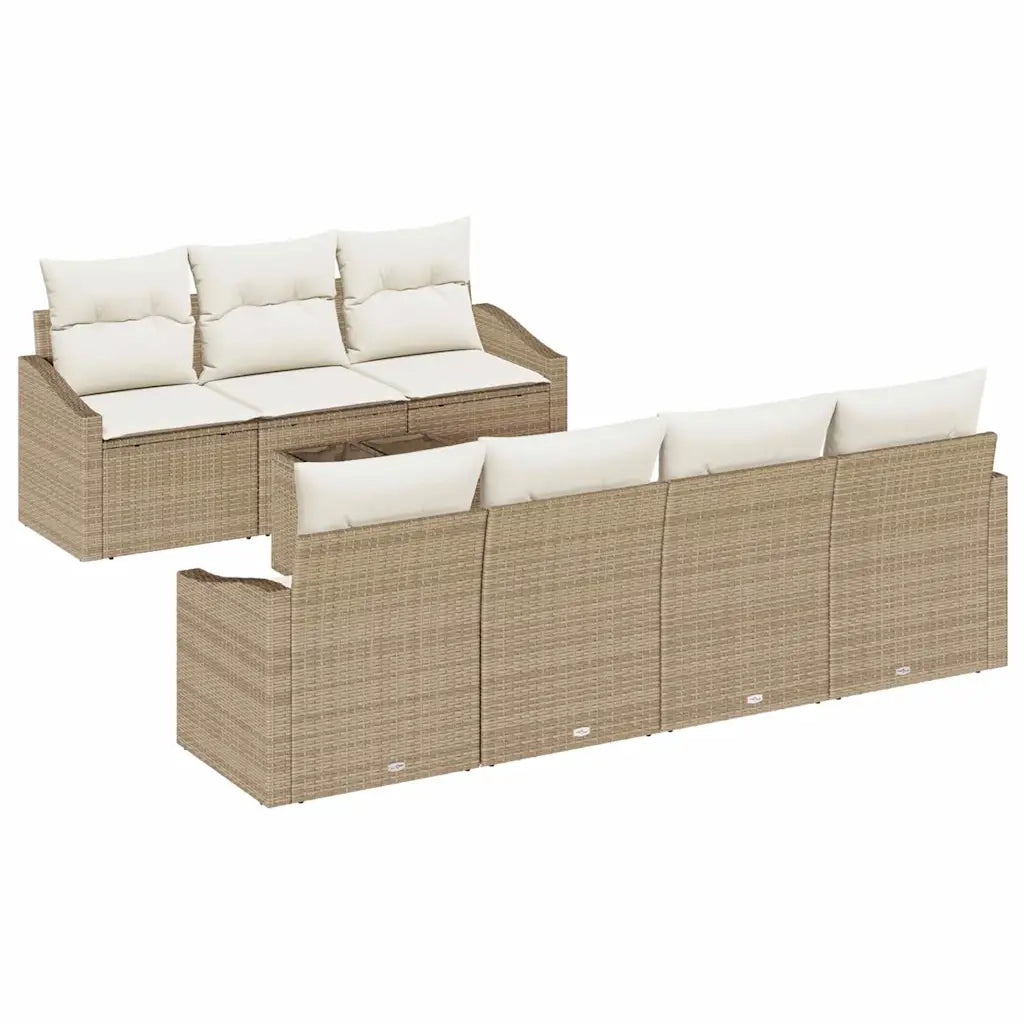 Set di divani con cuscino 8 pcs Beige e Crema polyrattan 3355300