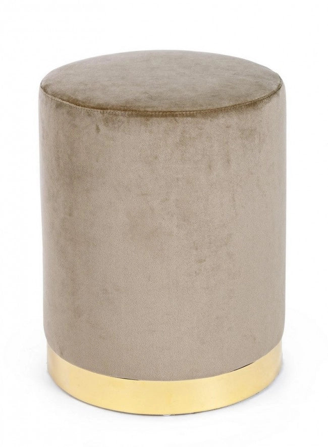 Pouf in velluto Tortora LUCILLA diametro 35x h40 cm