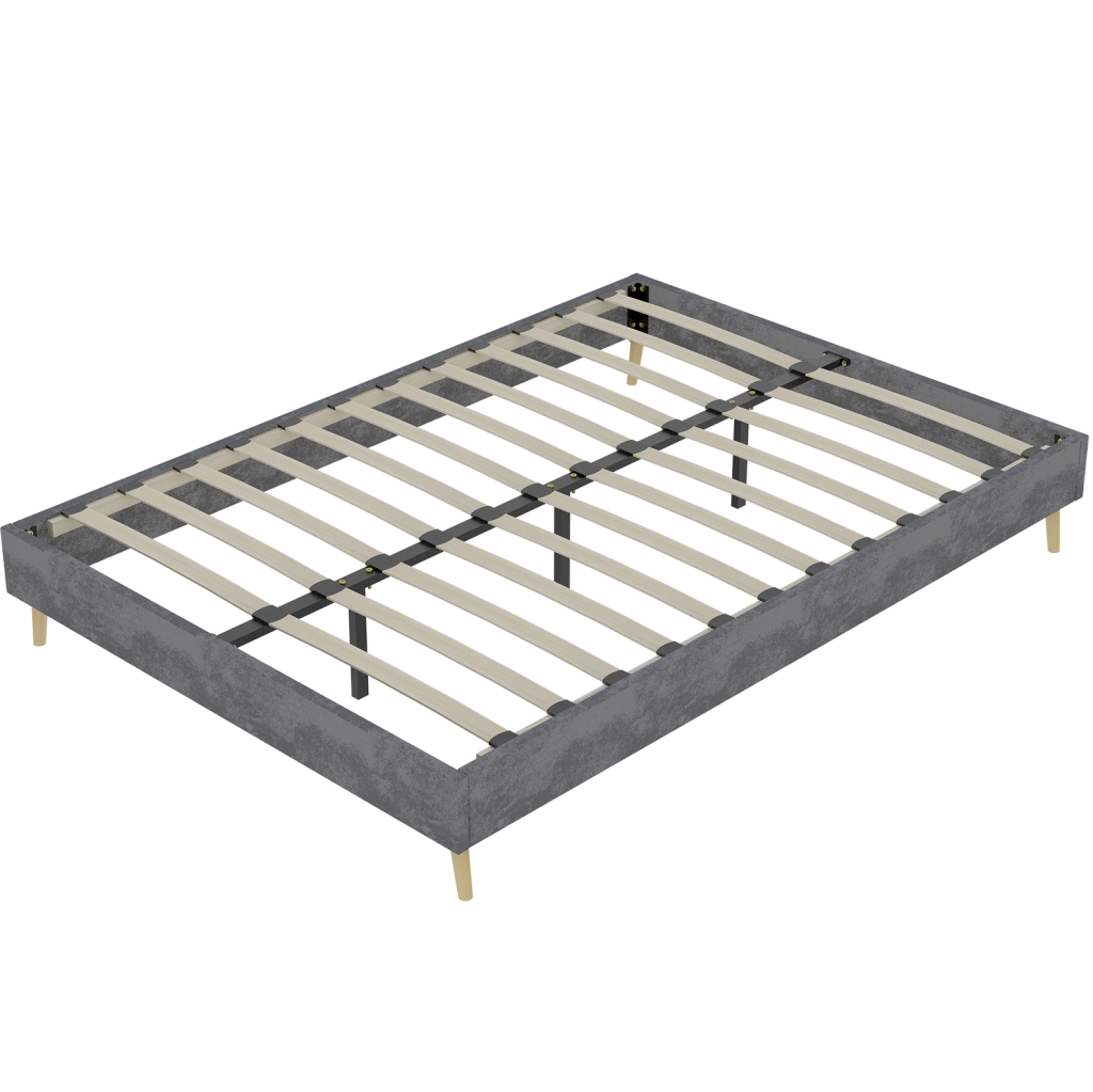 Struttura letto moderna 140x200 cm grigia, stabile e facile da assemblare