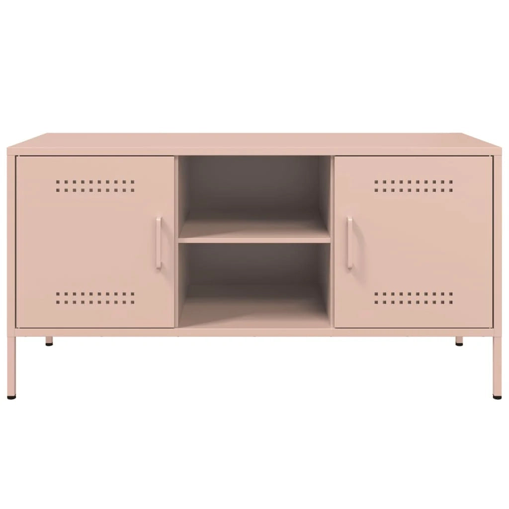 Mobile TV multimediale mensola TV credenza TV sala da pranzo soggiorno camera da letto rosa 100,5 x 39 x 50,5 cm acciaio rosa 02_0028282