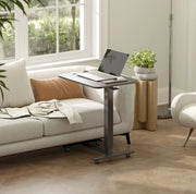 Scrivania Regolabile in Altezza con 4 Ruote, C-Shape 65x48x73-110 cm, Nero
