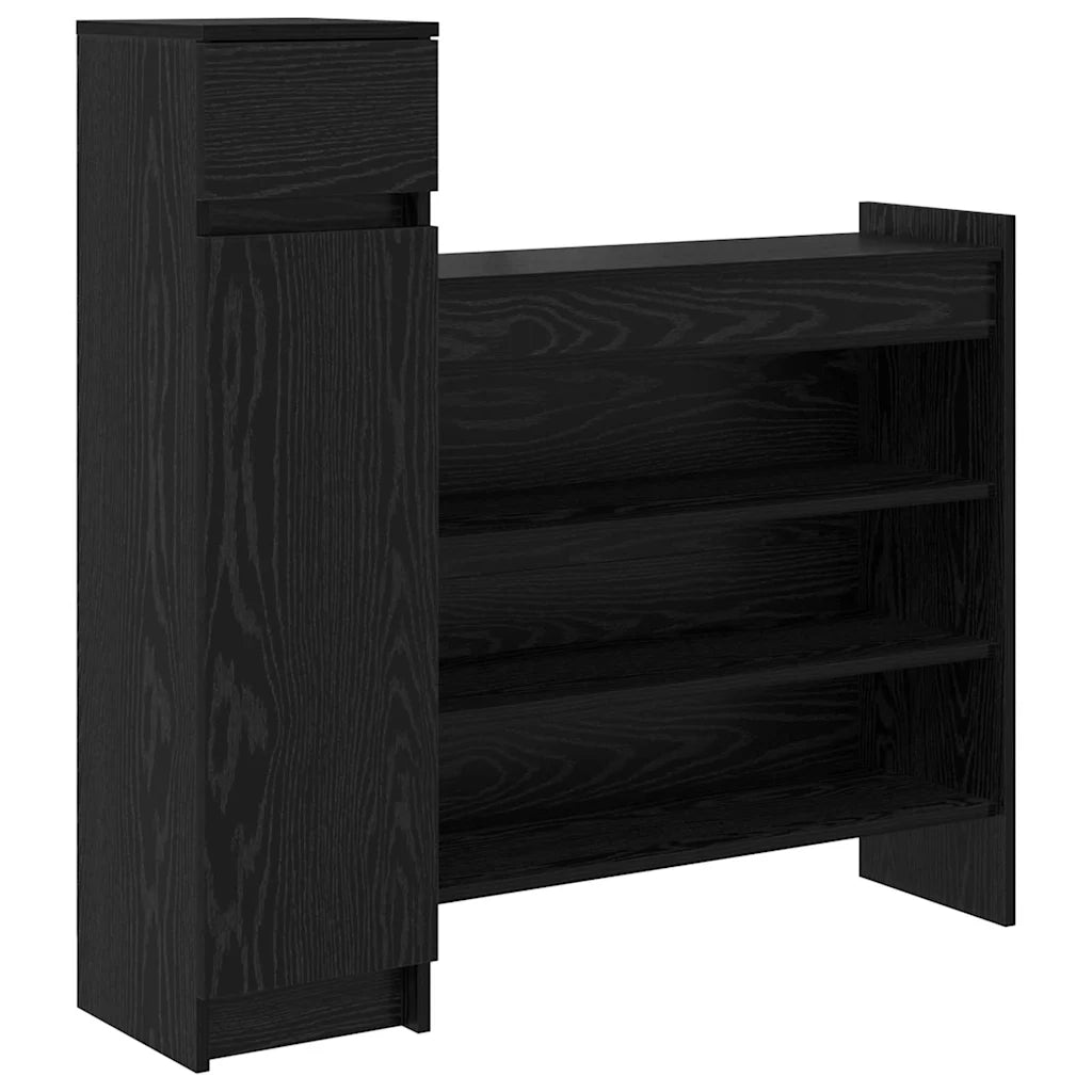 Mobile per scarpe con cassetto Rovere Nero 100,5 x 28 x 100 cm 871388