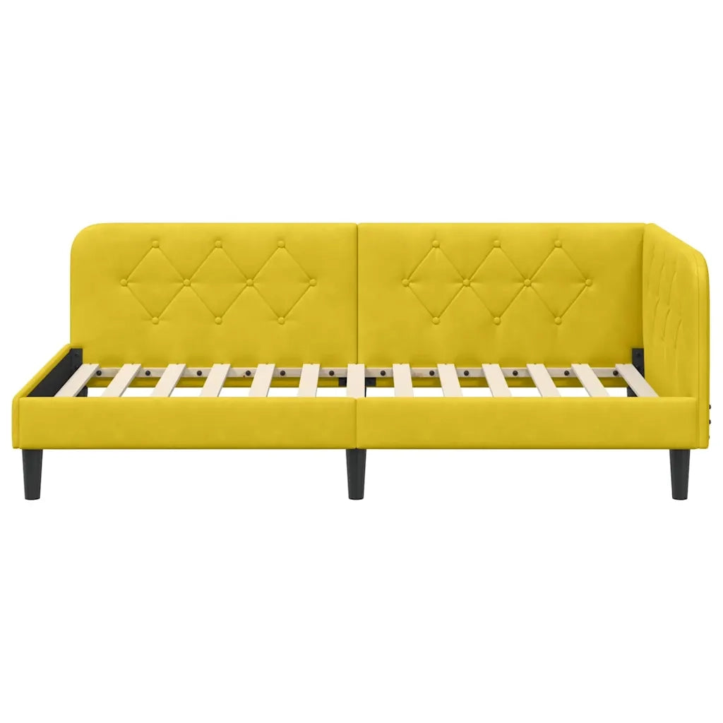 Cornice del letto ad angolo Giallo 90 x 190 cm Velluto 42016602