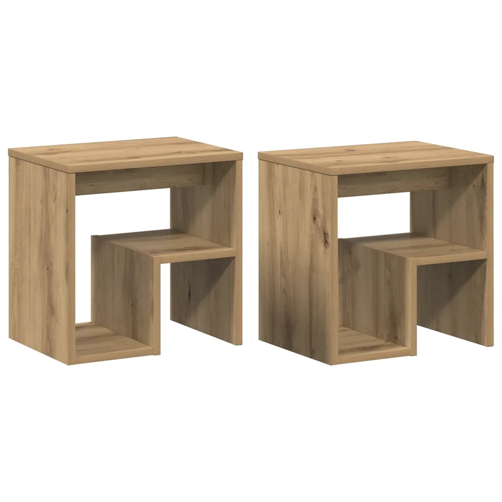 Comodini 2pz Rovere Artigianale 40x30x40 cm in Truciolato 856529