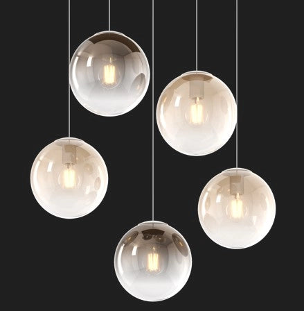 SOSP. BIANCO 7 LUCI RETTANGOLARE VETRI (2 PICCOLI AM+2 PICCOLI BR+1 MEDIO AM+1 MEDIO BR+1 GRANDE AM) 1194BI-S7 RMIX-AB