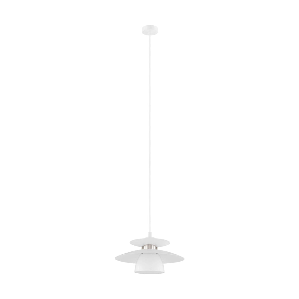 Lampadario A Sospensione Moderno Brenda Acciaio Bianco Nichel 1 Luce E27