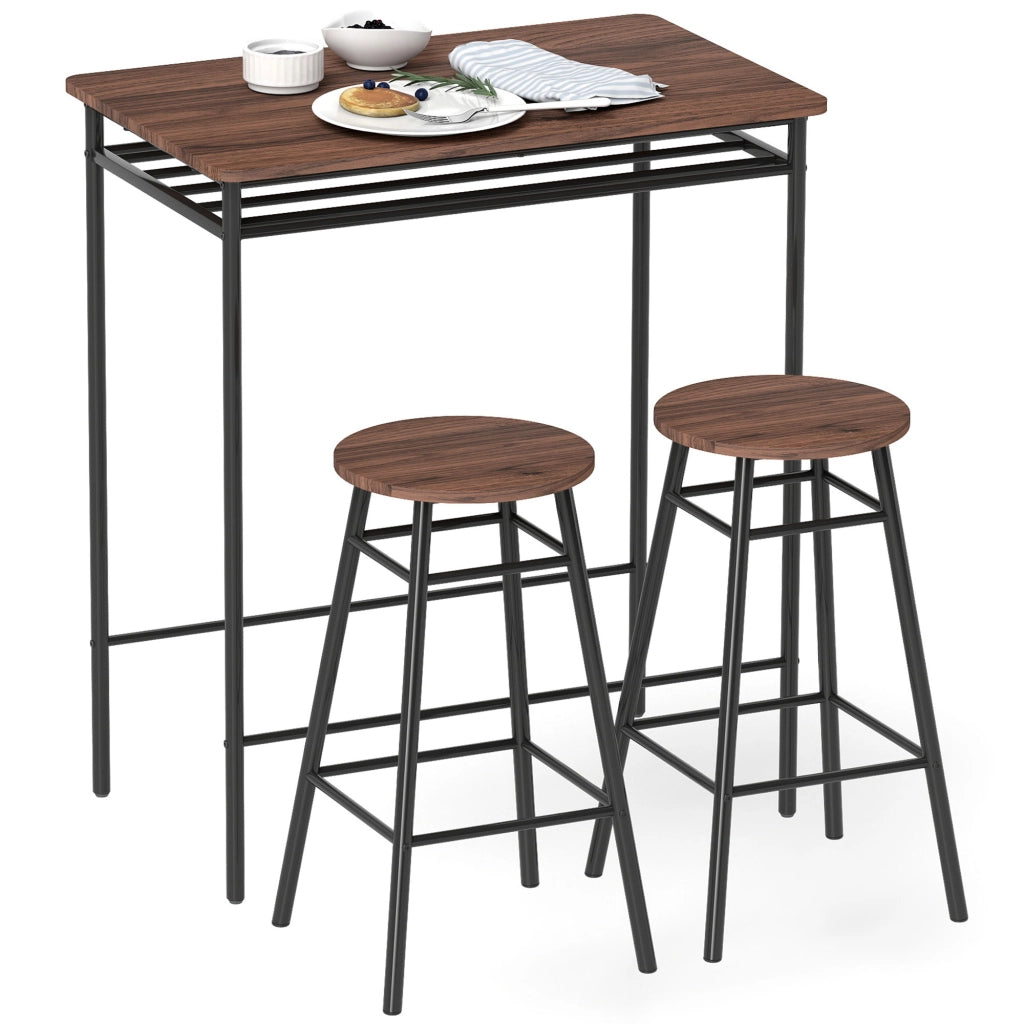 Tavolo da cucina con sgabelli ¨C zephmum ¨C nero, metallo, 90x200