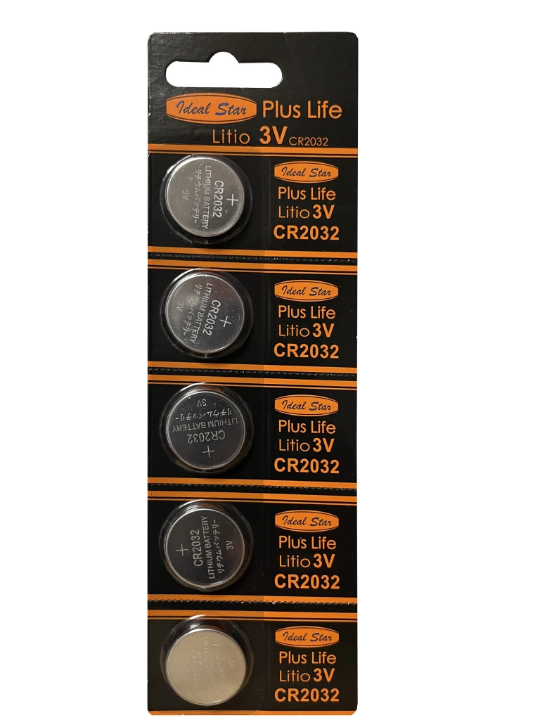 PILE A BOTTONE 'PLUS LIFE' 2032 IDEAL STAR Blister 5 pezzi - IDEAL STAR