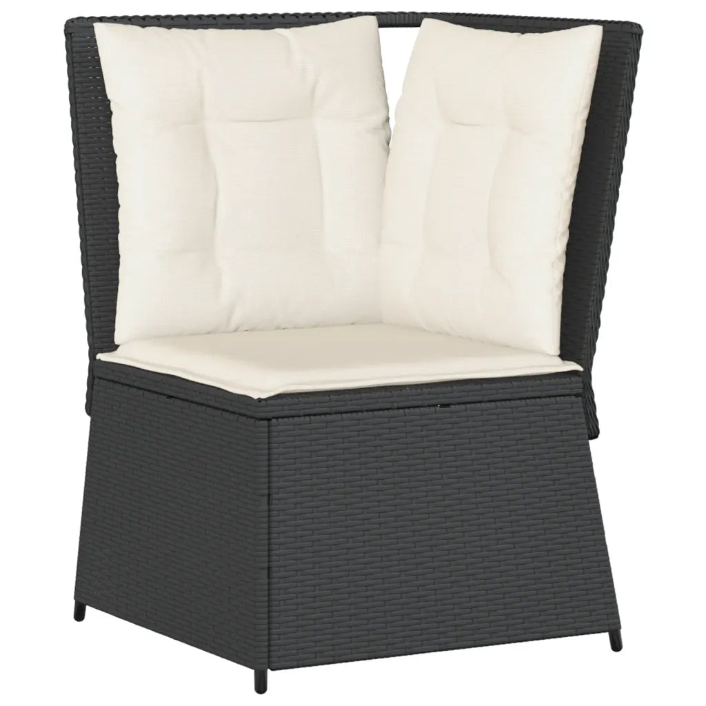 vidaXL Set Divani da Giardino 5 pz con Cuscini Nero in Polyrattan