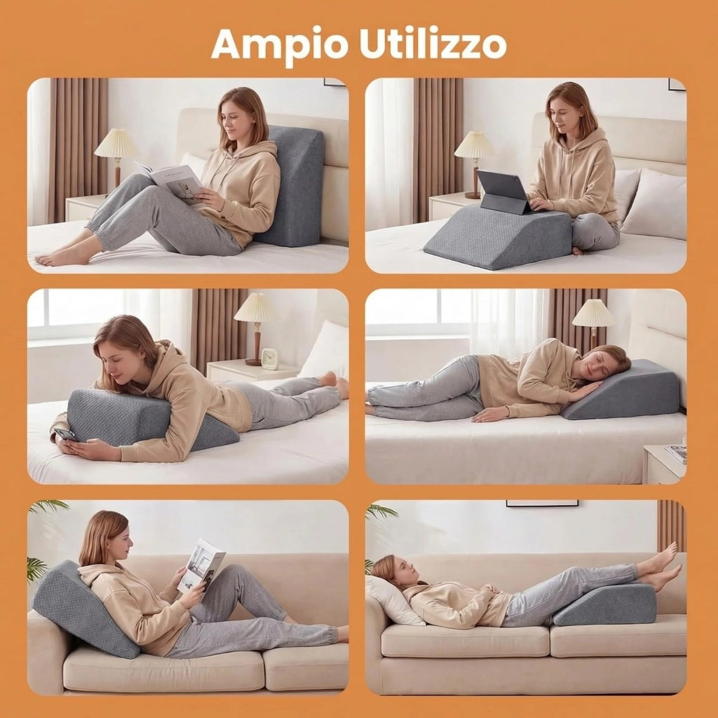 Cuscino per Gambe, Cuscino a Cuneo di Memory Foam, con Rivestimento Traspirante Smontabile, Cuneo in Schiuma per Dopo un Intervento Chirurgico Gravidanza e Lesione (Grigio)
