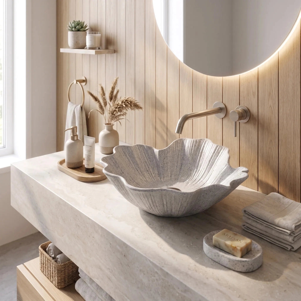 Lavabo Da Appoggio Rea Flower Grey
