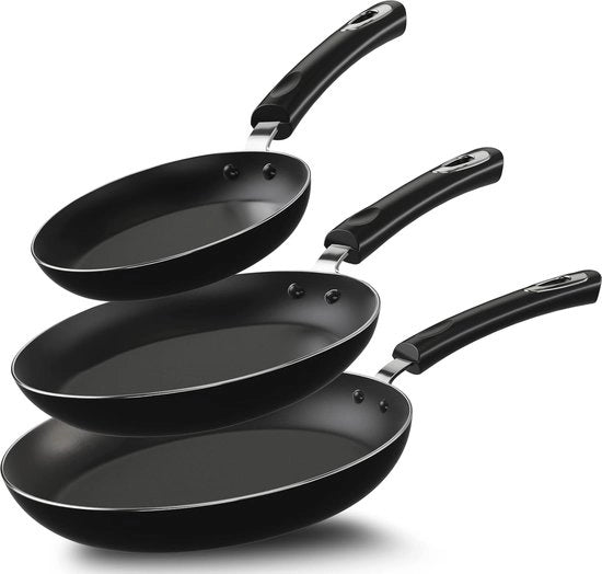 Set di Padelle a 3 pezzi con Base Induttiva - Padelle Antiaderenti 20cm, 24cm, 28cm