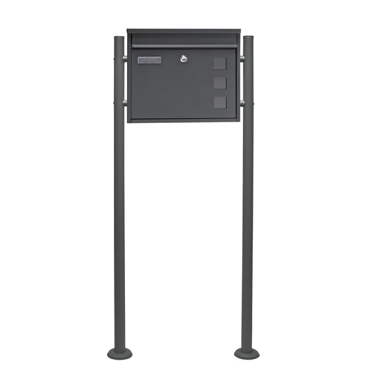 Set Cassetta postale singola autoportante V12 antracite, con telaio di supporto